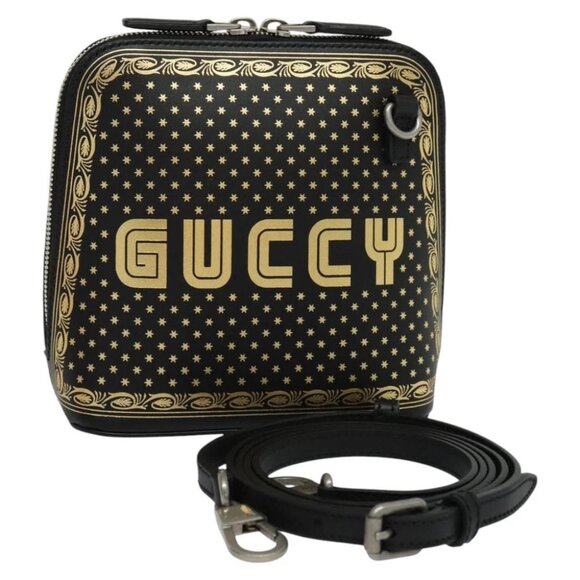 GUCCI SEGA Collaboration Shoulder Bag Leather Black 511189 Auth BD1503AV - Picture 1 of 14